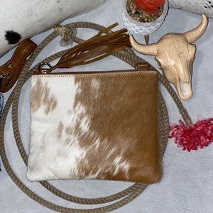 New Handmade Real Cowhide Leather Crossbody Purse Handbag Hair On